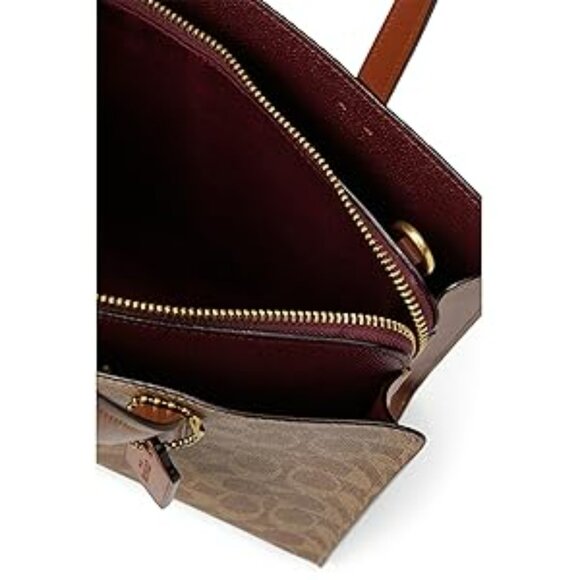 Coach Coated Canvas Signature Carter Carryall 28 Tan Rust - Picture 3 of 5